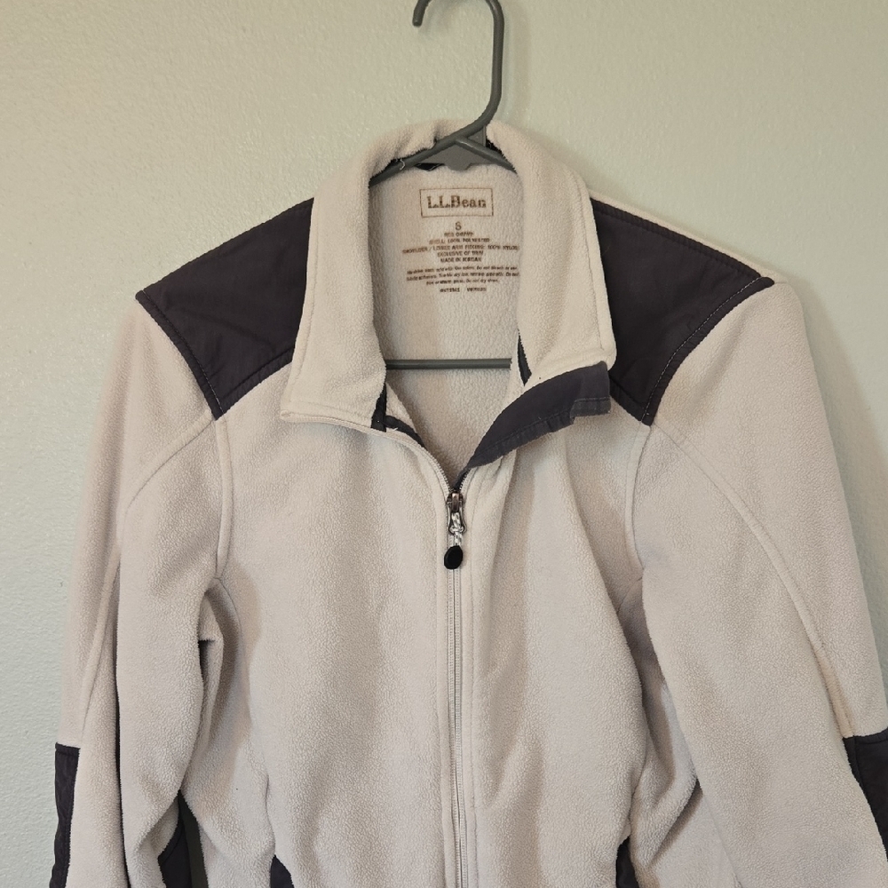 L. L. Bean | Cream And Gray Fleece Jacket Size Small